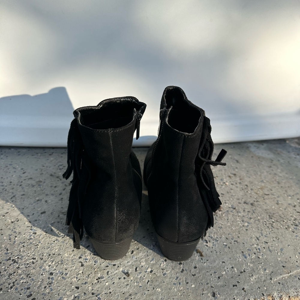 Black Fringe Ankle Boots
